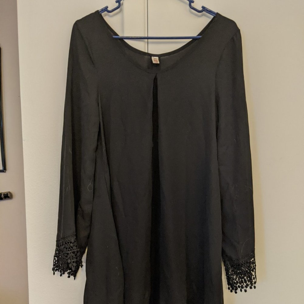Black Long Sleeved Dress with Lace Detail